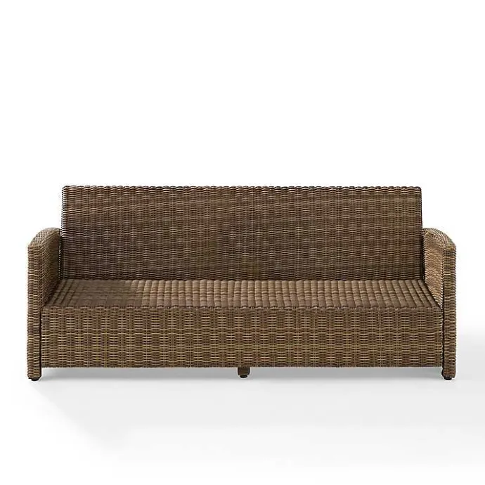 Online Kirklands Home Bren Wicker Sofa with Sunbrella Cushions Brown