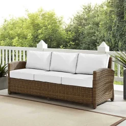 Online Kirklands Home Bren Wicker Sofa with Sunbrella Cushions Brown