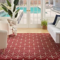 Best Kirklands Home Brick & Ivory Quatrefoil Indoor/Outdoor Rug, 5x7