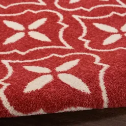 Best Kirklands Home Brick & Ivory Quatrefoil Indoor/Outdoor Rug, 5x7