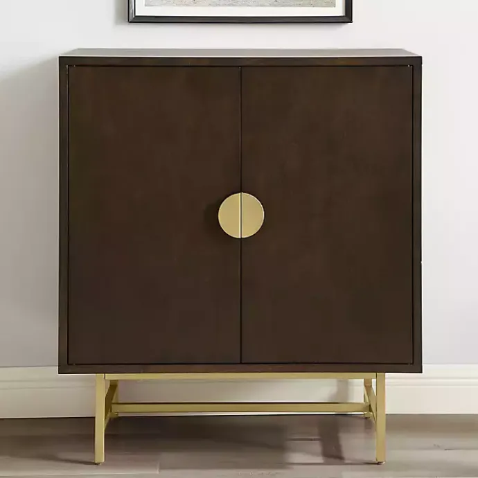 Discount Kirklands Home Brielle Golden Circle Wine Cabinet Brown