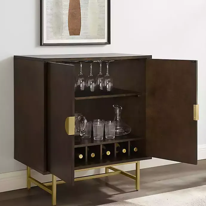 Discount Kirklands Home Brielle Golden Circle Wine Cabinet Brown