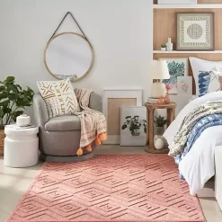 Outlet Kirklands Home Bright Coral Diamond Outdoor Area Rug, 6x9 Orange