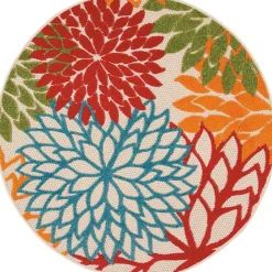 Outlet Kirklands Home Bright Leaves Round Outdoor Area Rug, 5x5