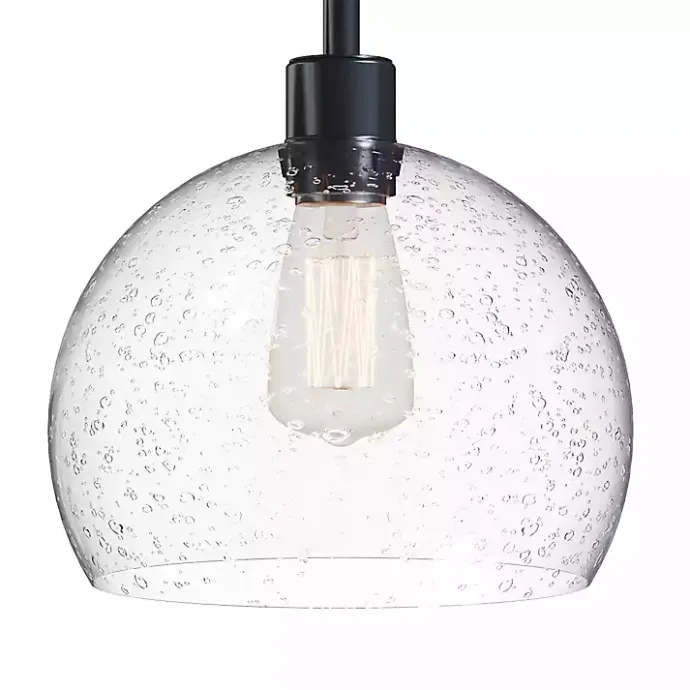 Outlet Kirklands Home Bronze and Seeded Glass Shade Floor Lamp Clear