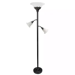 Best Kirklands Home Bronze and White 3-Scallop Glass Floor Lamp Brown