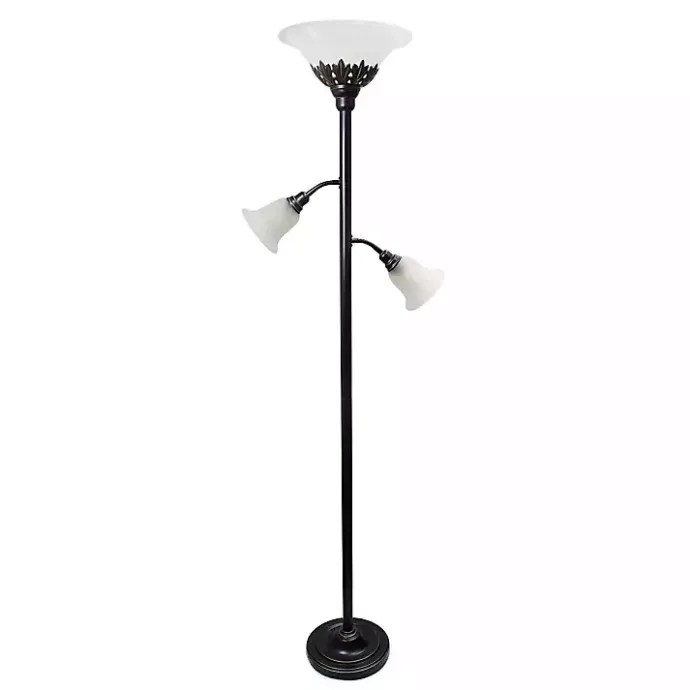Best Kirklands Home Bronze and White 3-Scallop Glass Floor Lamp Brown