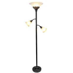 Best Kirklands Home Bronze and White 3-Scallop Glass Floor Lamp Brown