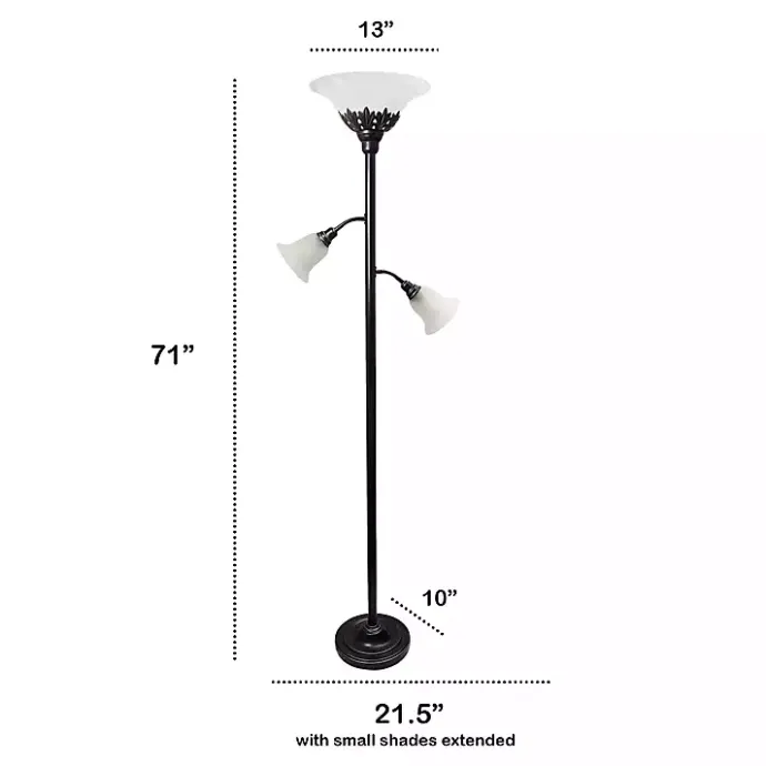 Best Kirklands Home Bronze and White 3-Scallop Glass Floor Lamp Brown