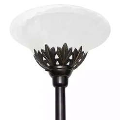 Best Kirklands Home Bronze and White 3-Scallop Glass Floor Lamp Brown