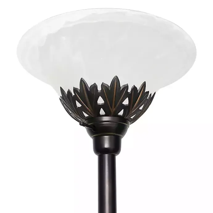 Best Kirklands Home Bronze and White 3-Scallop Glass Floor Lamp Brown