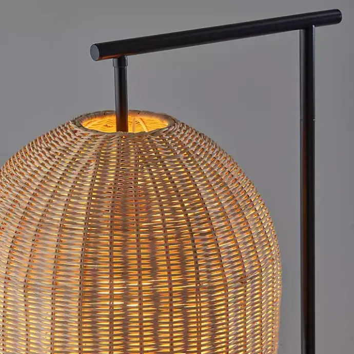 Clearance Kirklands Home Bronze and Woven Rat Stem Floor Lamp Tan