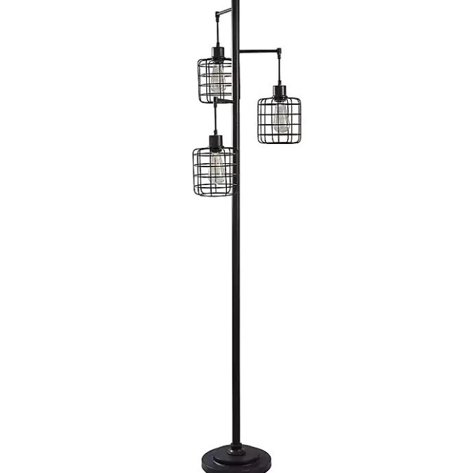 Online Kirklands Home Bronze Caged Metal 3-Tier Floor Lamp Brown