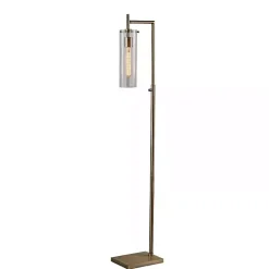 Kirklands Home Bronze Glass Cylinder Shade Floor Lamp Clear
