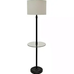 Kirklands Home Bronze Madison Tray Table Floor Lamp Ivory