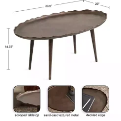 Hot Kirklands Home Bronze Metal Deckled Edge Oval Coffee Table Brown