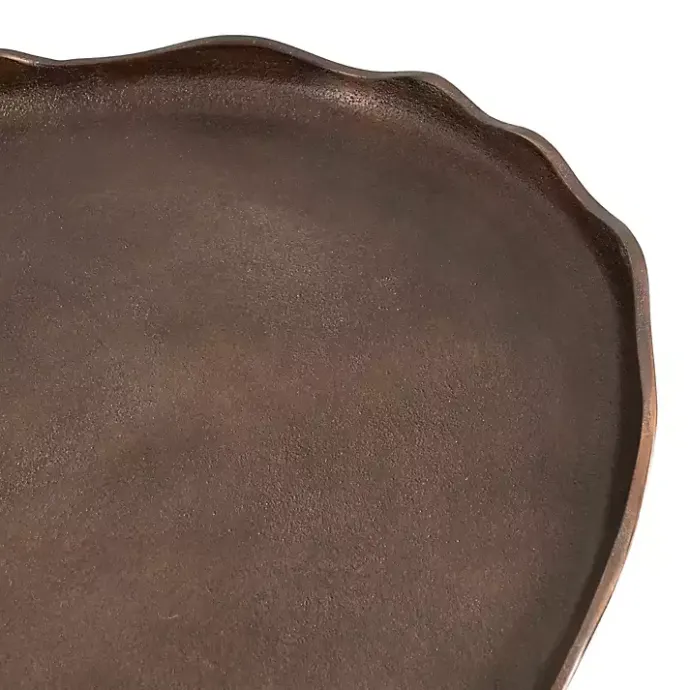 Hot Kirklands Home Bronze Metal Deckled Edge Oval Coffee Table Brown