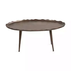 Hot Kirklands Home Bronze Metal Deckled Edge Oval Coffee Table Brown