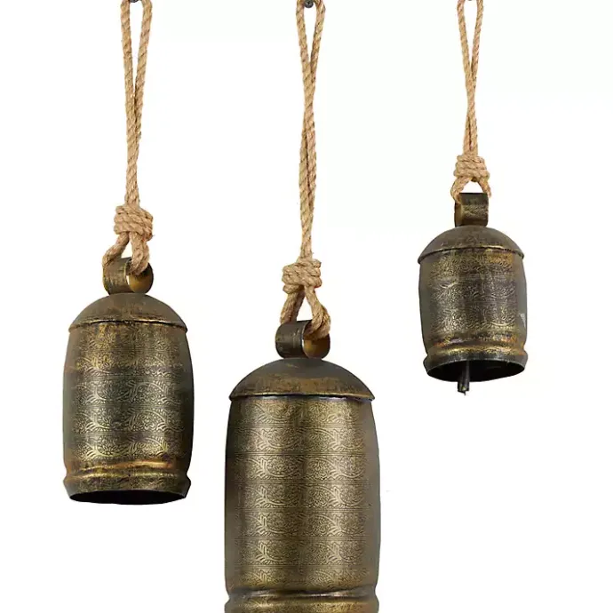 Discount Kirklands Home Bronze Metal Hanging Bells, Set of 3 Brown