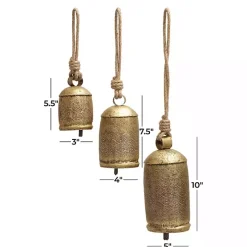 Discount Kirklands Home Bronze Metal Hanging Bells, Set of 3 Brown