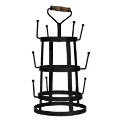 Kirklands Home Bronze Metal Mug Holder with Wooden Handle Brown