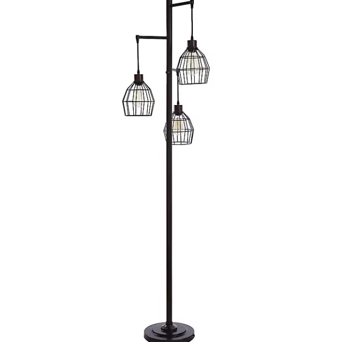 Best Kirklands Home Bronze Metal 3-Tier Floor Lamp Brown