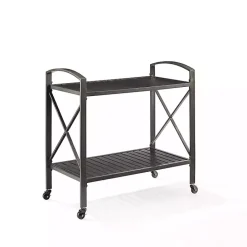 New Kirklands Home Bronze Metal 2-Tier Outdoor Bar Cart Brown