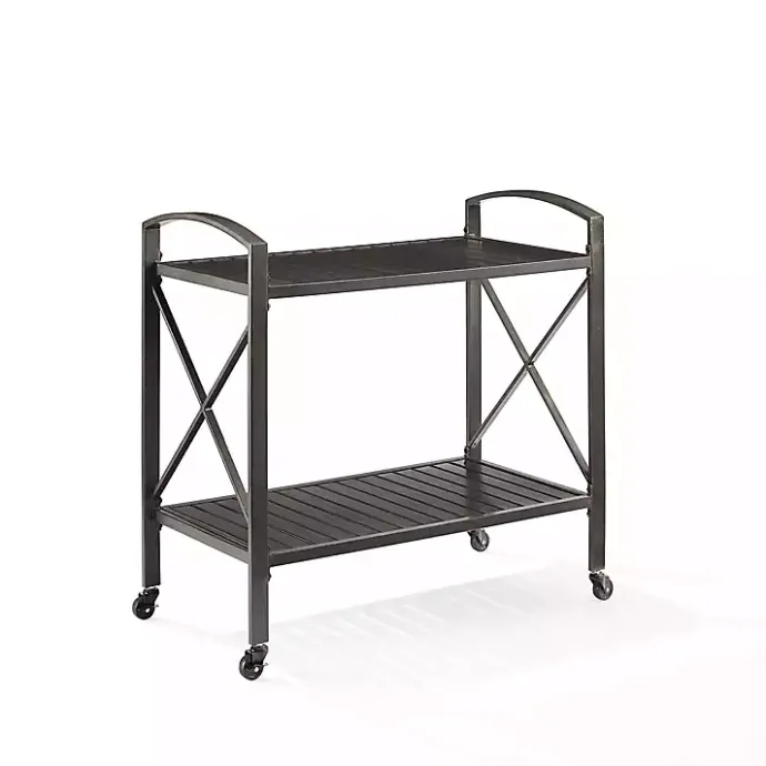 New Kirklands Home Bronze Metal 2-Tier Outdoor Bar Cart Brown