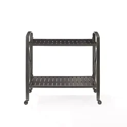 New Kirklands Home Bronze Metal 2-Tier Outdoor Bar Cart Brown