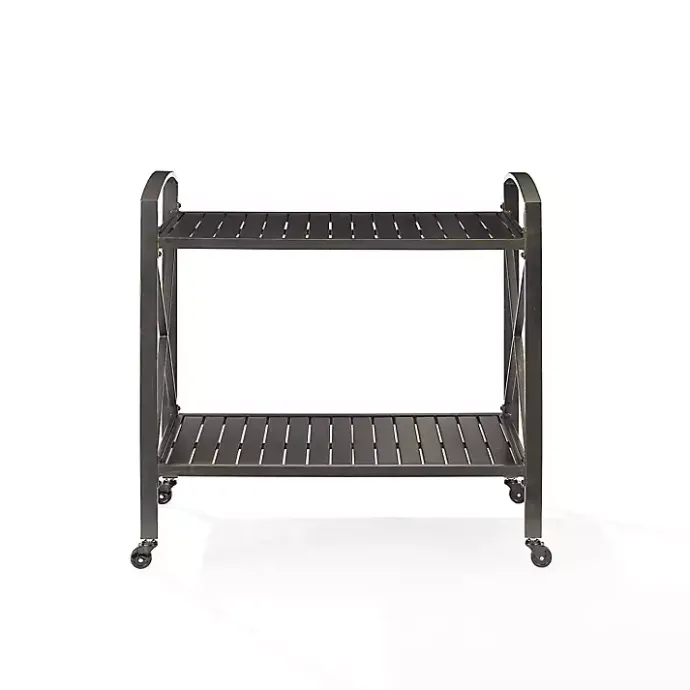 New Kirklands Home Bronze Metal 2-Tier Outdoor Bar Cart Brown