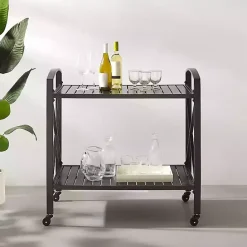 New Kirklands Home Bronze Metal 2-Tier Outdoor Bar Cart Brown