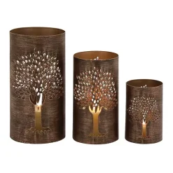 Discount Kirklands Home Bronze Metal Tree Hurricanes, Set of 3 Brown