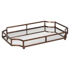 Hot Kirklands Home Bronze Scalloped Reflective Tray Brown