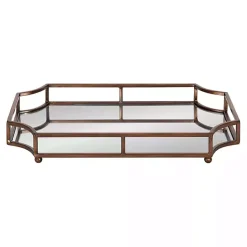 Hot Kirklands Home Bronze Scalloped Reflective Tray Brown