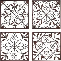 New Kirklands Home Bronze Scrollwork 4-pc. Panel Wall Art Brown