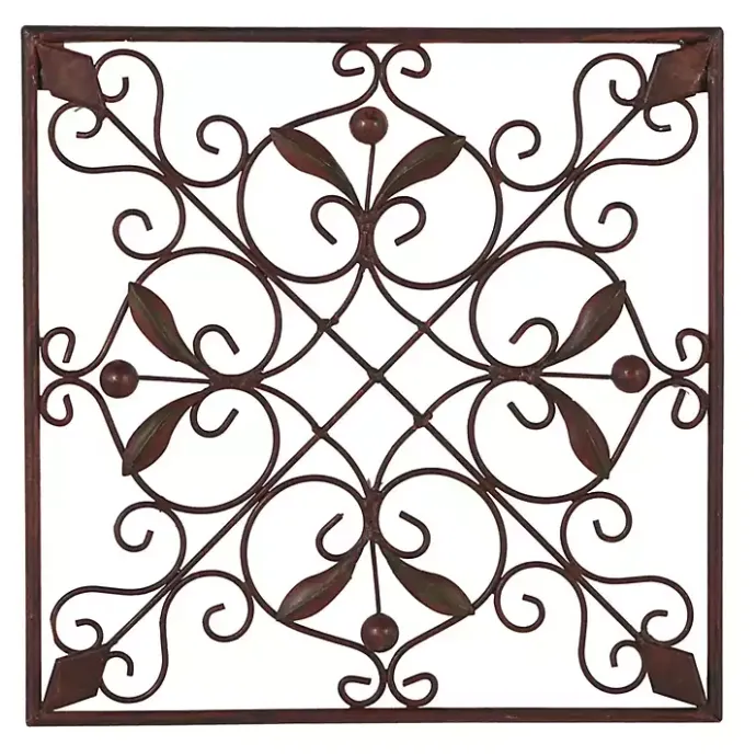 New Kirklands Home Bronze Scrollwork 4-pc. Panel Wall Art Brown