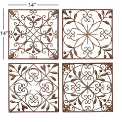 New Kirklands Home Bronze Scrollwork 4-pc. Panel Wall Art Brown