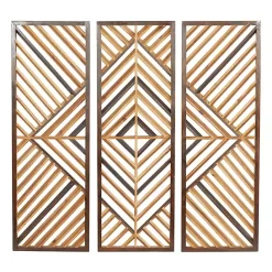 Best Kirklands Home Bronze Wood Geometric Wall Plaques, Set of 3 Tan