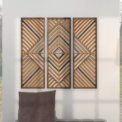 Best Kirklands Home Bronze Wood Geometric Wall Plaques, Set of 3 Tan