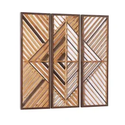 Best Kirklands Home Bronze Wood Geometric Wall Plaques, Set of 3 Tan
