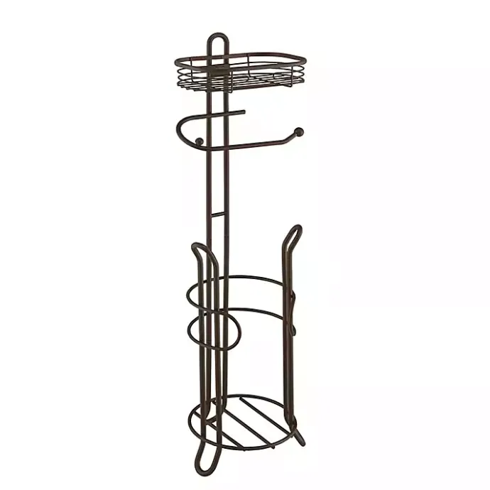 Discount Kirklands Home Bronze Toilet Paper Storage Stand with Basket Brown