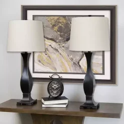 Discount Kirklands Home Bronzed Hourglass 2-pc. Table Lamp Set White