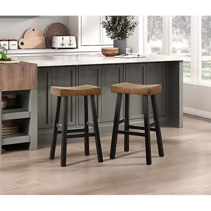 Online Kirklands Home & Black Wood Bar Stools, Set of 2 Brown