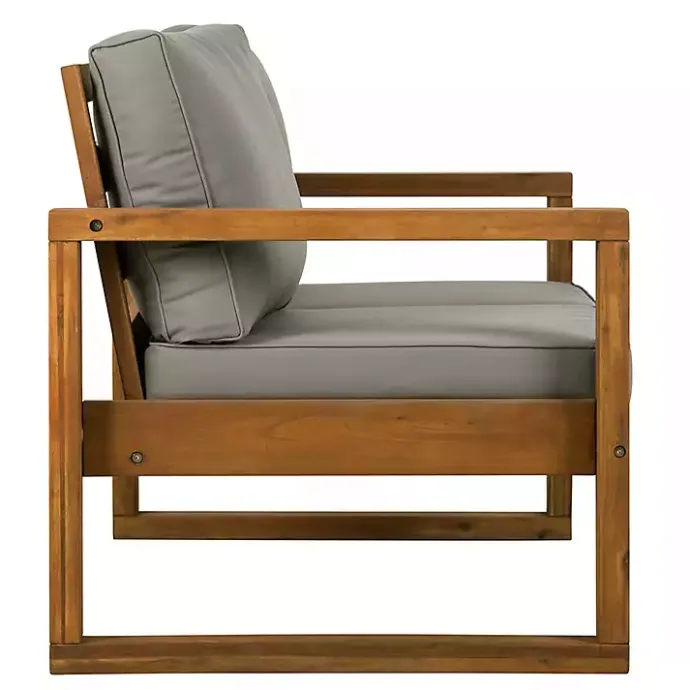 Online Kirklands Home Brown Acacia Outdoor Loveseat with Cushions Gray