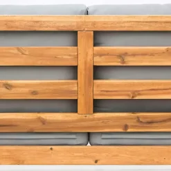 Online Kirklands Home Brown Acacia Outdoor Loveseat with Cushions Gray