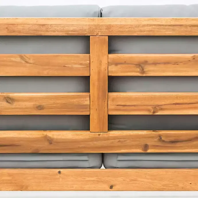 Online Kirklands Home Brown Acacia Outdoor Loveseat with Cushions Gray