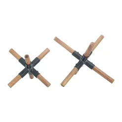 Sale Kirklands Home Brown and Black Wood Abstract Sculptures, Set of 2