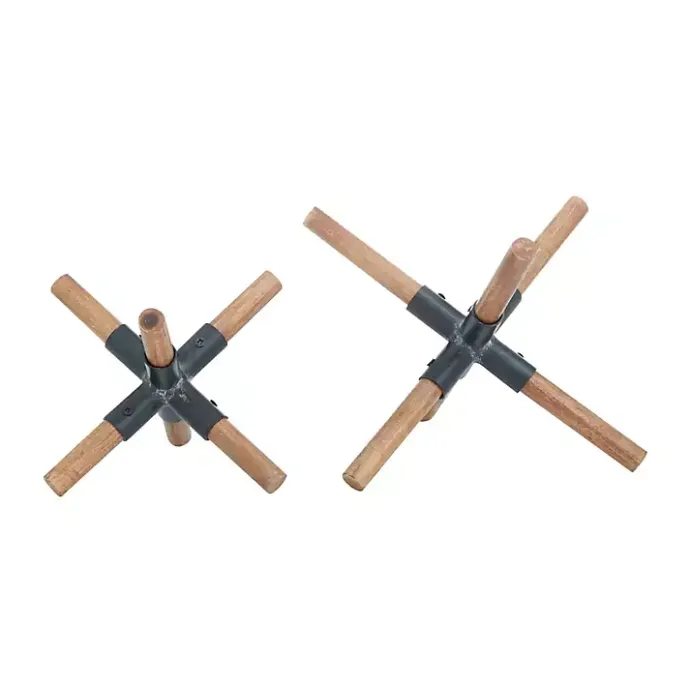 Sale Kirklands Home Brown and Black Wood Abstract Sculptures, Set of 2