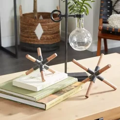 Sale Kirklands Home Brown and Black Wood Abstract Sculptures, Set of 2