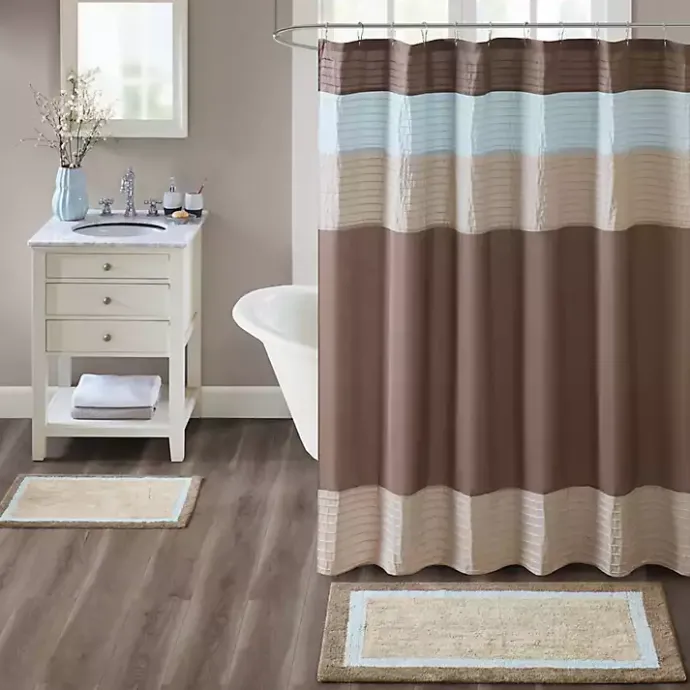 Sale Kirklands Home Brown and Blue Border Cotton Bath Runner